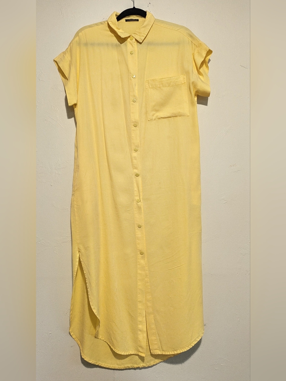 Lightweight Yellow Button-Front Shirt Dress